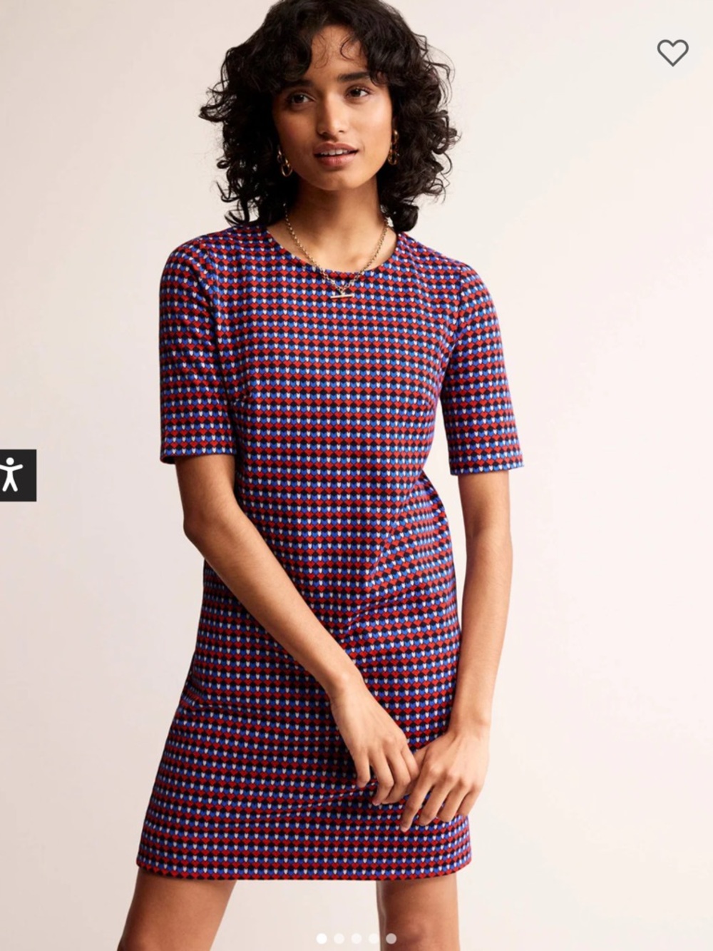Boden Ivy Jacquard Jersey Shift Dress 6 Long Preppy Red White Blue Geometric